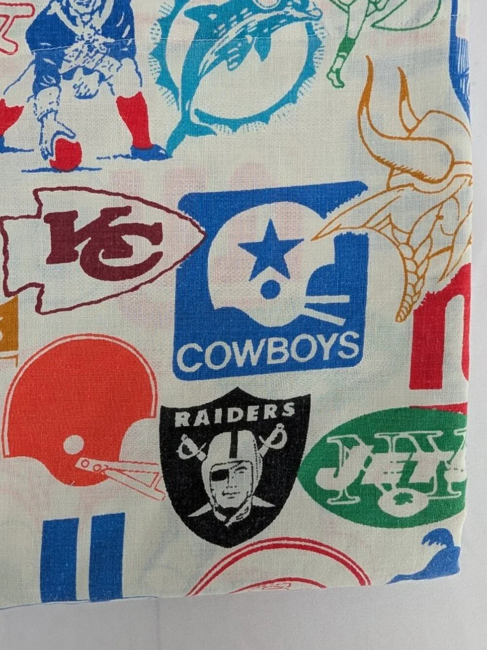Vintage Fashion Manor NFL Teams Twin Flat Bed Sheet Muslin Penn Prest JCPenny